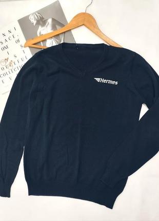 Кофта котон темно синяя реглан лонгслив