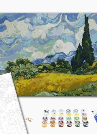Картина по номерам поле с зеленой пшеницей и кипарисом ван гог 40 х 50 brushme  bs4152 фото