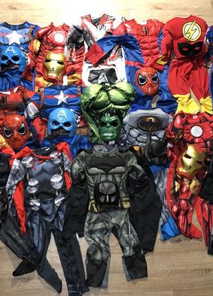 Набор карнавальный костюм на праздник супергерой бетмен человек паук железный человек капитан америка мстители на 3-4 года рост 98-104 см