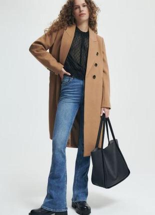 Синие джинсы клеш высокая посадка