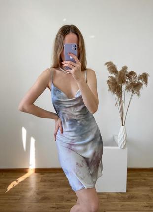 Шовкова сукня комбінація довжини міні4 фото