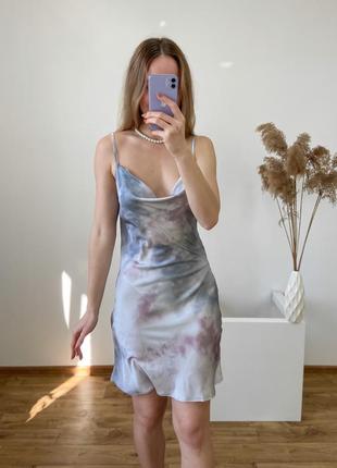 Шовкова сукня комбінація довжини міні3 фото