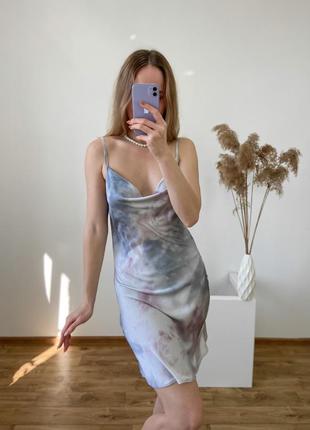 Шовкова сукня комбінація довжини міні5 фото