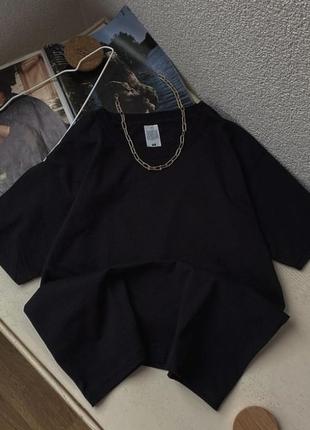 🖤базовая черная футболка из 100% хлопка прямого свободного кроя