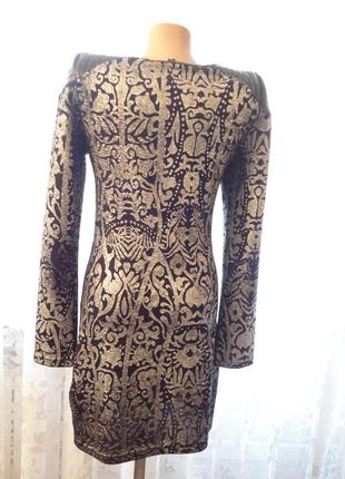 Шикарное платье кожаные плечи р.s (ог80-92, рук.60, дл.80)2 фото
