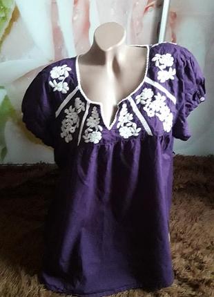 Хлопковая рубашка с вышивкой р-р 52-54