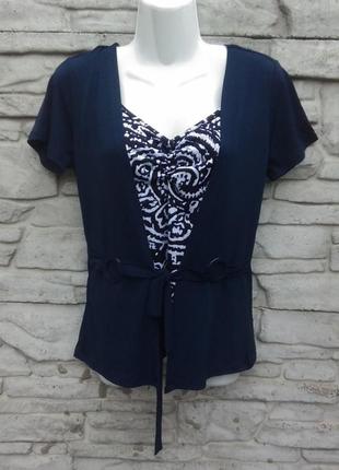 Краивая блуза-обманка темно-синего цвета 2в12 фото