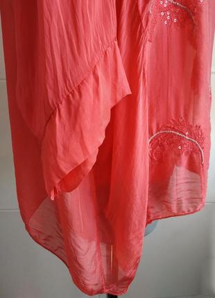 Оригинальная шелковая блуза carina ricci с асимметричным низом.4 фото