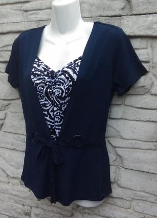 Краивая блуза-обманка темно-синего цвета 2в14 фото