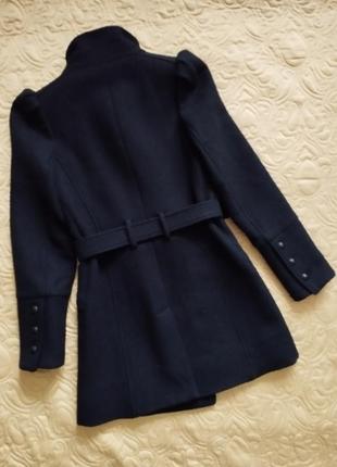 Темно-синее женское домисезонное пальто mango xs шерсть шерсть шерсть шерсть теплая весеннее6 фото