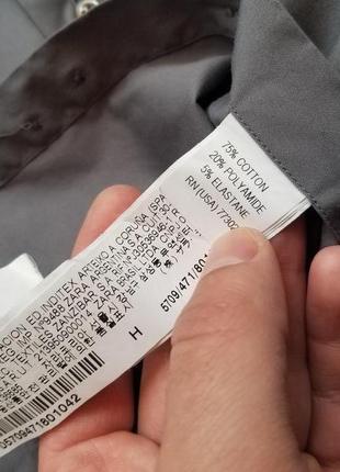 Стильна сіра сорочка zara super slim fit розмір l з білим коміром і рукавами6 фото