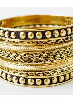 Комплект из 9 браслетов кольцо дути желтый металл