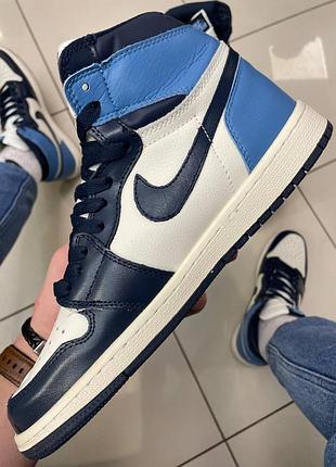 Кроссовки nike air jordan 1 blue / white 6