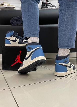 Кроссовки nike air jordan 1 blue / white 10