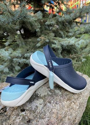 Кроксы crocs женские сабо lite ride оригинал синие голубые2 фото