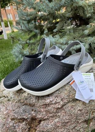 Кроксы crocs мужские сабо черные literide clog black/smoke оригинал крокси чоловічі чорні1 фото