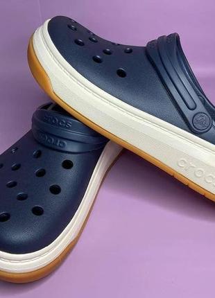 Кроксы сабо crocs full force navy сині на платформі