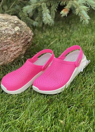 Кроксы crocs женские сабо literide clog electric pink розовые рожеві оригинал2 фото