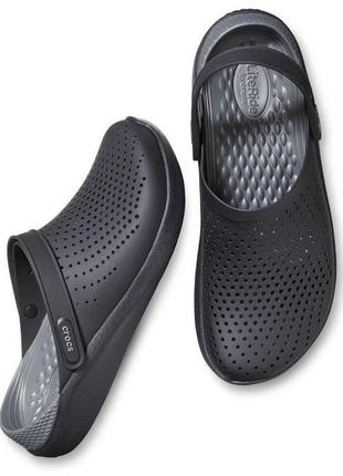 Сабо crocs literide clog black smoke grey mens оригінал