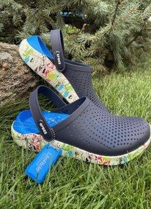 Кроксы crocs мужские сабо lite ride синие кляксы оригинал 36 37 38 39 40 41 42 43 441 фото