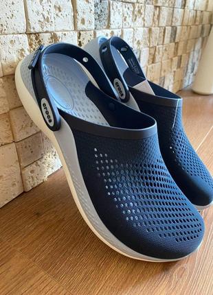 Кроксы мужские шлепанцы синие голубые крокси сині crocs literide 360 clog navy/blue grey2 фото