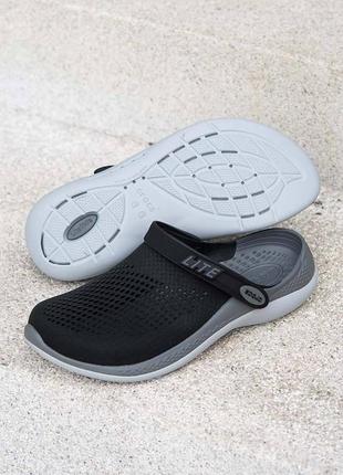 Кроксы мужские черные crocs literide 360 clog light black/slate grey1 фото