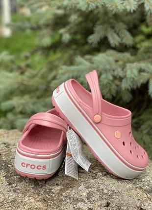 Кроксы на платформе crocs platforma розовые пудровые1 фото