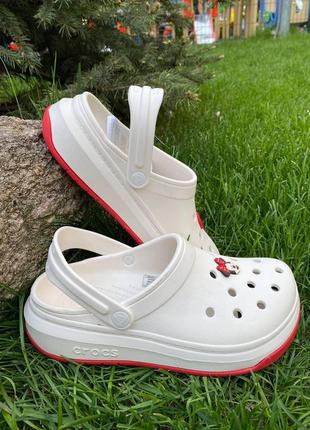 Кроксы белые сабо crocs full force white