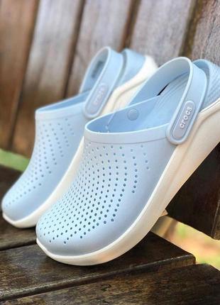 Крокси сrocs жіночі сабо literide clog mineral blue/white блакитні оригінал кроксі жиночi блакитнi1 фото