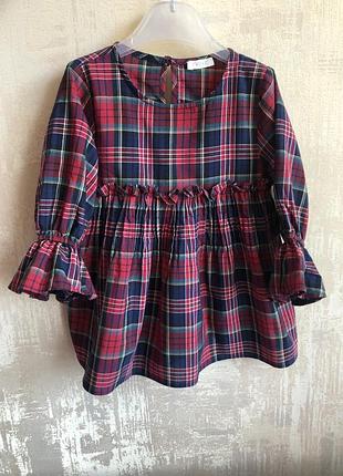 Рубашка блуза туника next 5 лет  в клетку