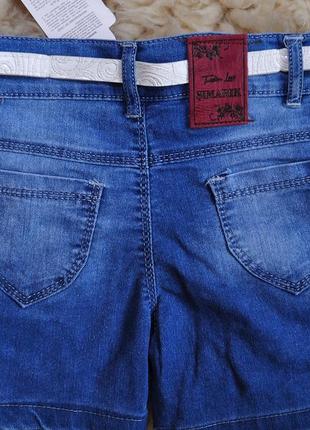 Модные джинсовые шорты, с бусинками, хит, от 4 до 12 лет, бусины пробиты, не приклеены5 фото
