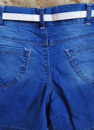 Модные джинсовые шорты для девочки, вышивка и камни, турция, от 4 до 12 лет3 фото