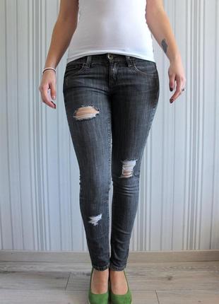 Сірі джинси скінні / джинси з дірками / джинси розмір xxs2 фото