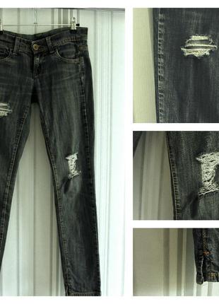 Сірі джинси скінні / джинси з дірками / джинси розмір xxs5 фото
