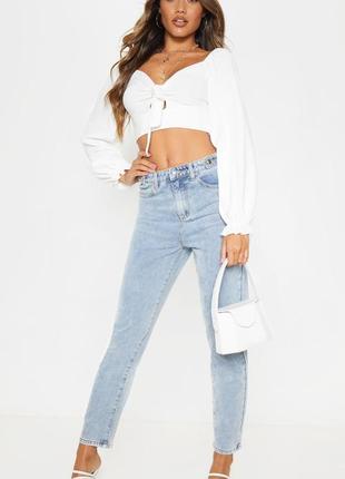 Шикарний білий топ з об‘ємним рукавом