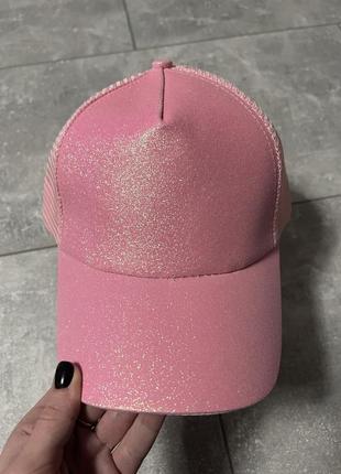 Блестящая кепка розовая / бейсболка / блайзер