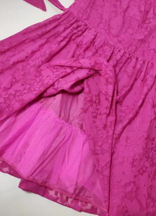 Платье женское миди фиолетового цвета клеш в цветочный принт с открытой спиной от бренда m&amp;co 146 фото