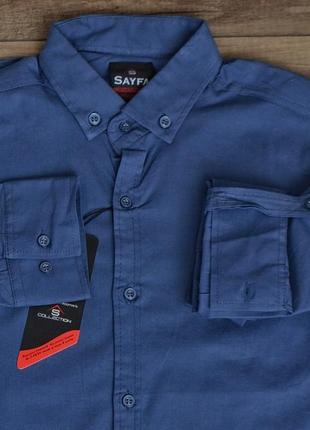 Акция, sayfa, качественная турецкая мужская рубашка однотонного синего цвета2 фото