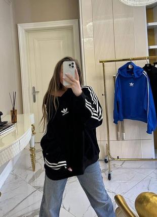 Толстовка худи в стиле adidas &amp; balenciaga черная с капюшоном удлиненная4 фото