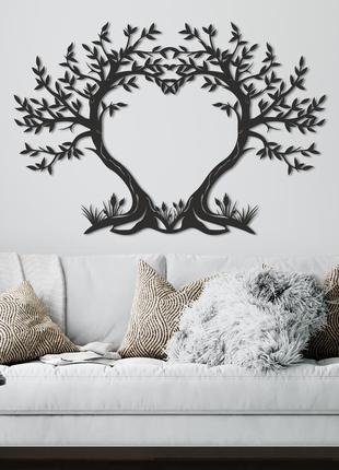 Дерьянье панно "дерево сердце", картина на стену, декор на стену, подарок