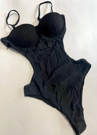 Чорний жіночий злитий купальник із відкритою спиною, відрядний купальник s4 фото