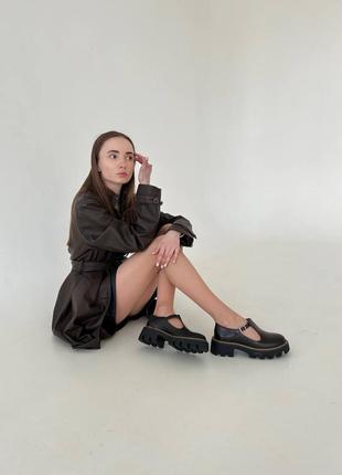 Кожаные туфли в стиле mary jane из натуральной кожи питон9 фото