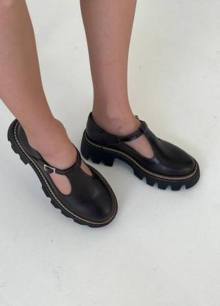 Кожаные туфли в стиле mary jane из натуральной кожи питон6 фото