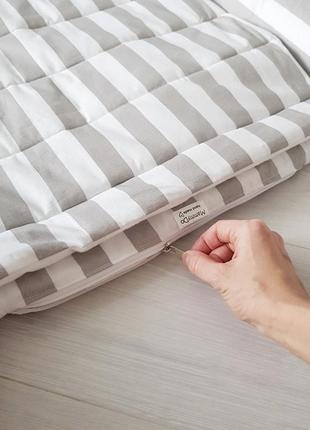 Гнездышко (кокон, бєбинест, дорожная кроватка) со сьемным чехлом grey lines3 фото