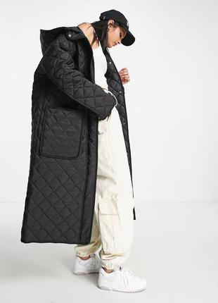 Asos крутое пальто бомбер стеганное длинное