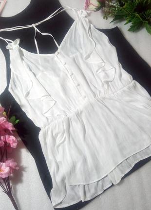 Красивенный нежный белый легкий изящный топ блуза от next uk14/eur423 фото