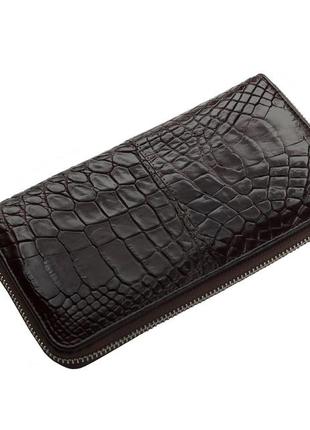 Гаманець ekzotic leather з натуральної шкіри крокодила коричневий (cw 82)