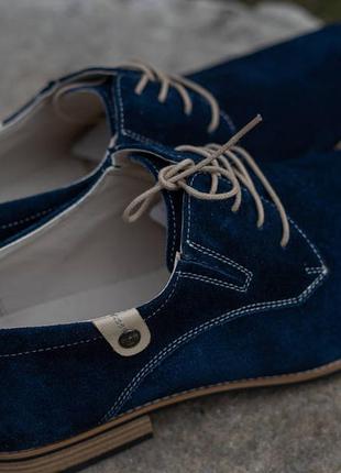 Дерби синего цвета - удобная замшевая обувь4 фото