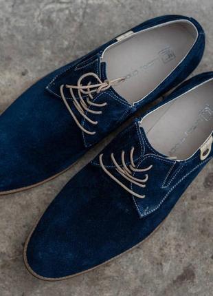 Дерби синего цвета - удобная замшевая обувь2 фото