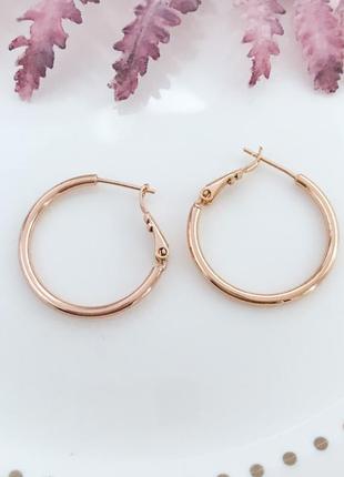 Сережки кільця 30 мм з медзолота. xuping